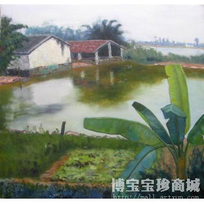 罗运伟 《有水塘的风景》 类别: 油画X
